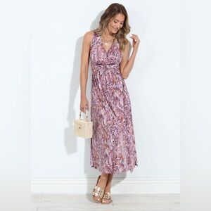 Veronica M Pink Venus Twist Front Maxi Dress